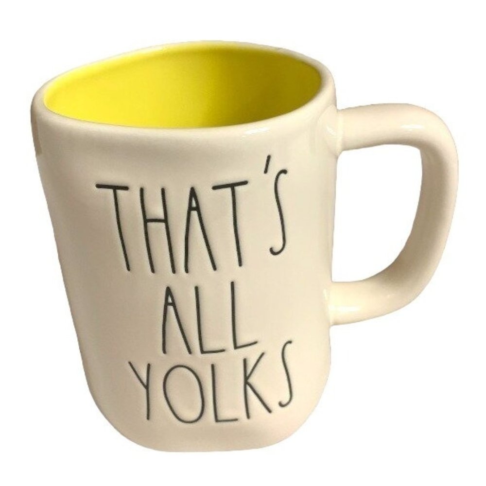 Rae Dunn Artisan Collection That's All Yolks Coffee Mug Yellow Country Farmhouse